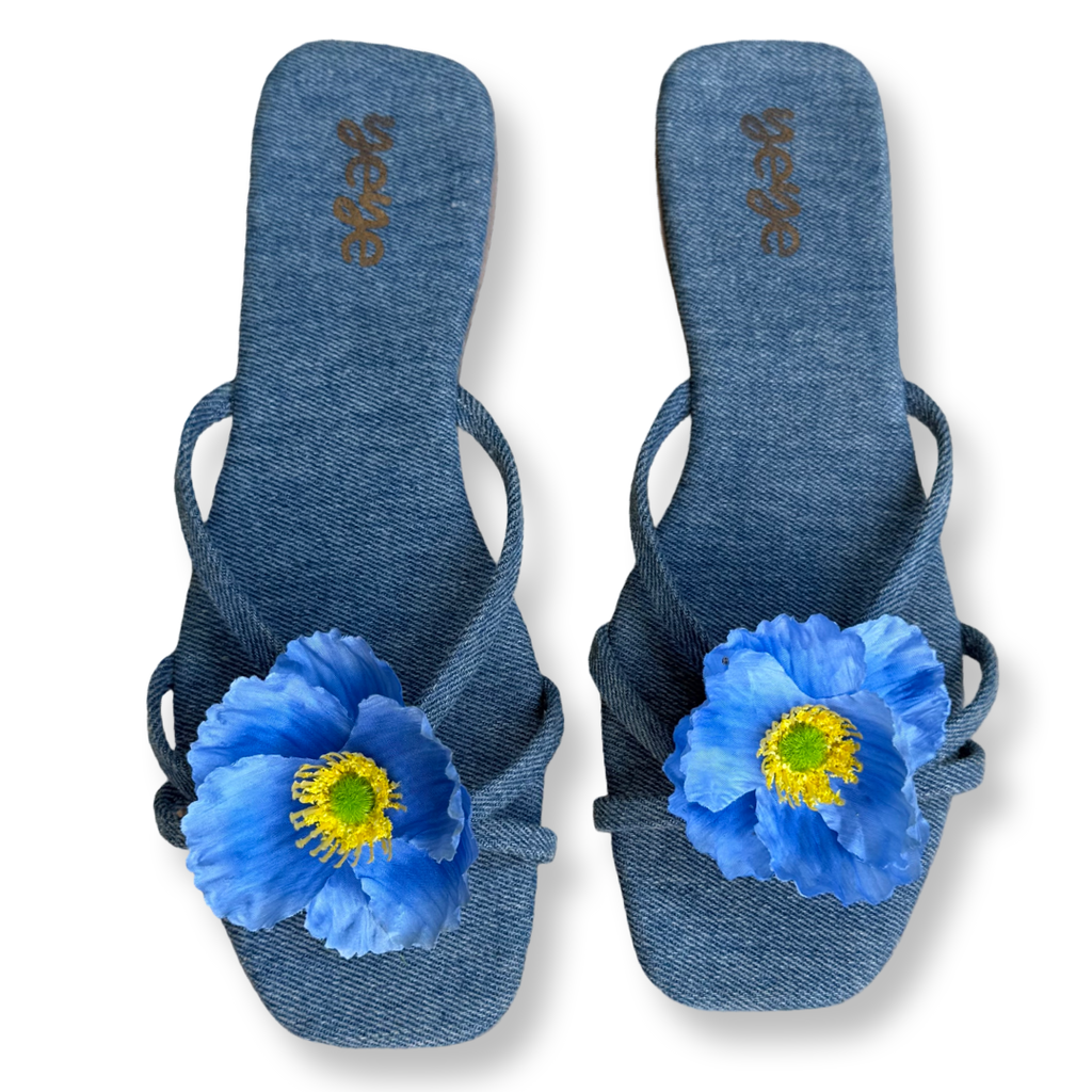 Blue Windflower Sandals