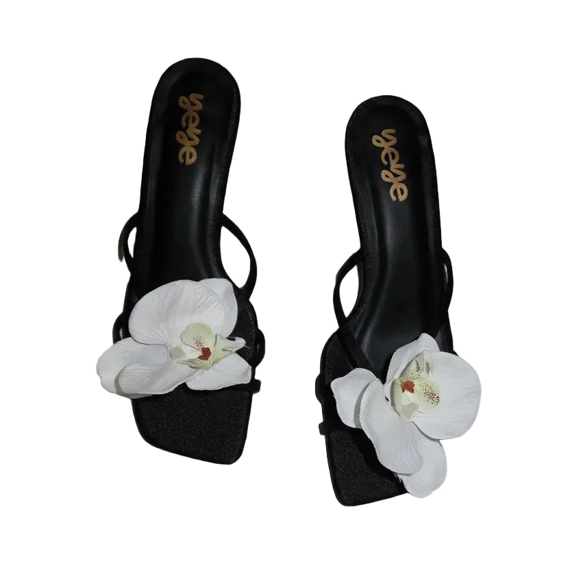 White Orchids Kitten Heel