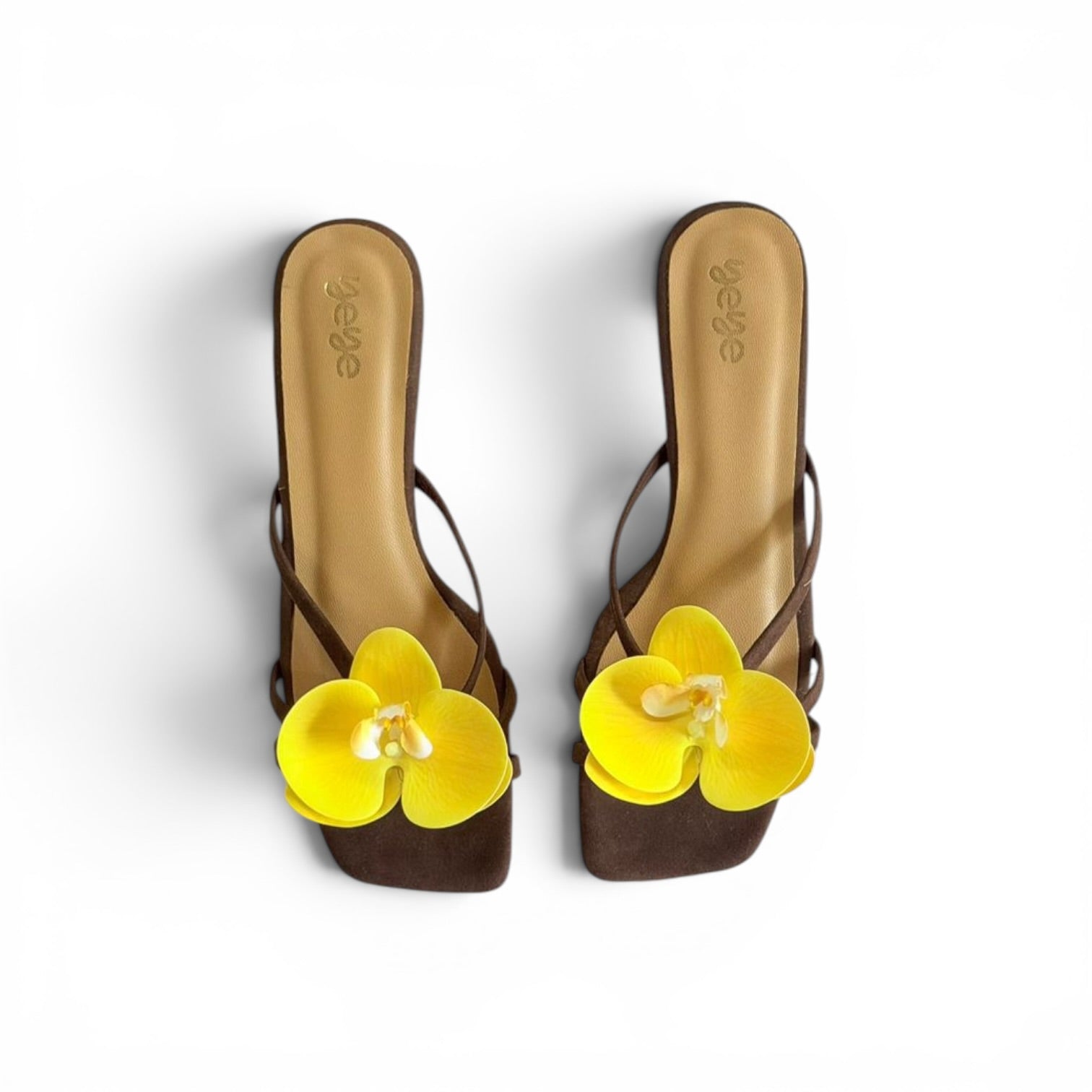 Yellow Orchid kitten heels