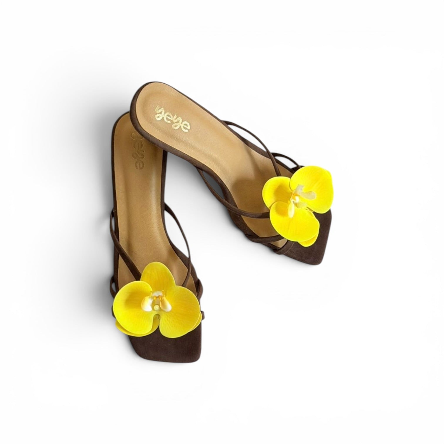 Yellow Orchid kitten heels